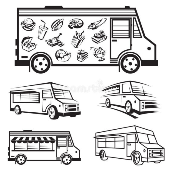 hand-drawn-food-truck-vector-illustration-free-fast-delivering-line-art-design-web-site-advertising-banner-poster-board-70175693